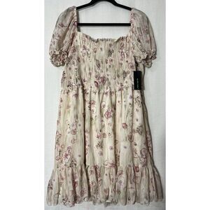 Black Tape Women's Smocked Tiered‎ Dress Pink Size X-Small